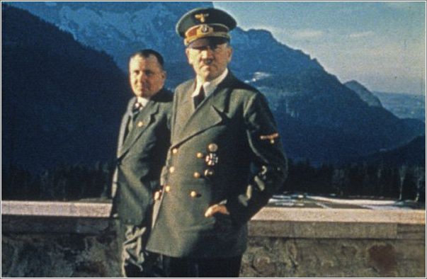 Martin Bormann and Adolf Hitler on the Berghof Terrace